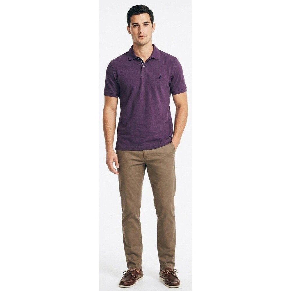 Nautica Men's Large Purple Short Sleeve Performance Deck Classic Fit Polo Shirt